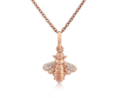 Rose Gold Sparkly Bee Pendant