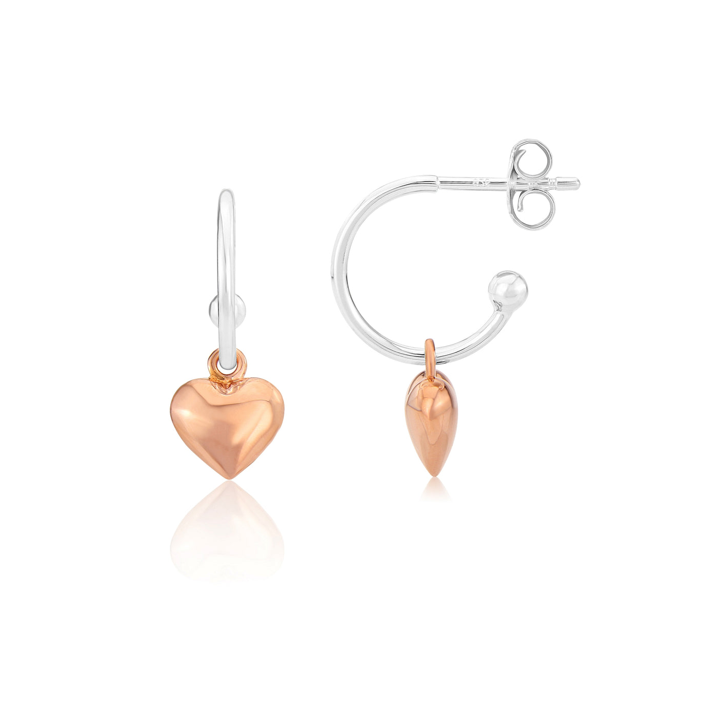 Rose Gold Heart Hoop Earrings