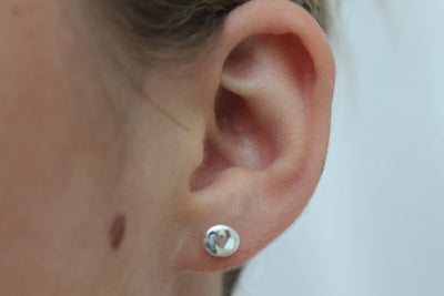 Silver Pebble Stud Earrings
