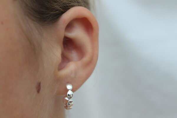 Silver Pebbled Hoop Earrings