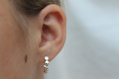 Silver Pebbled Hoop Earrings