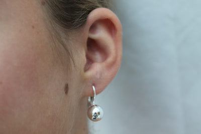 Silver Ball Hinged Drop Earrings