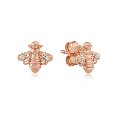 Rose Gold Sparkly Bee Studs