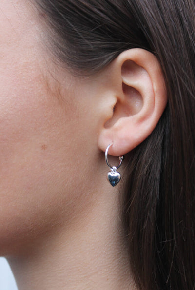 Silver Heart Hoop Earrings