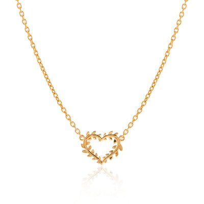 Golden Leafed Heart Necklace