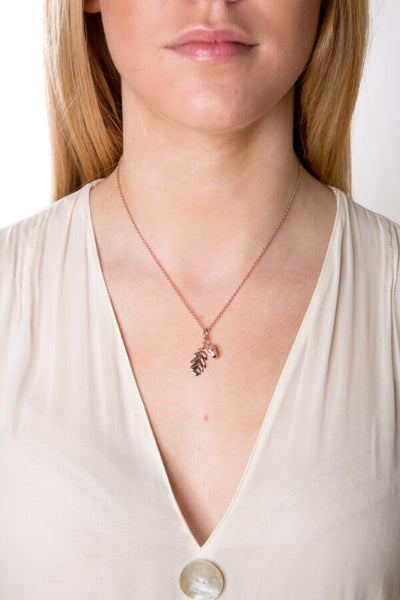 Rose Gold Acorn And Leaf Pendant