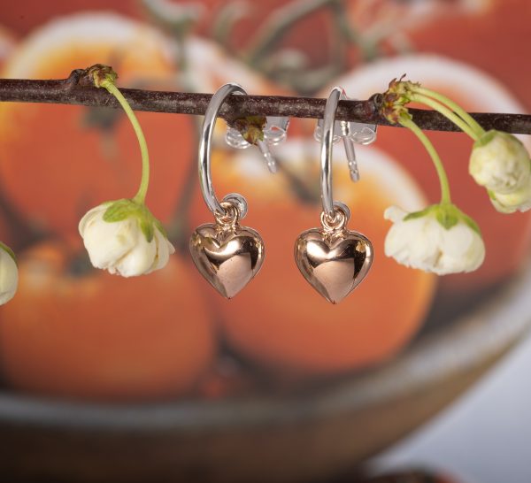 Rose Gold Heart Hoop Earrings