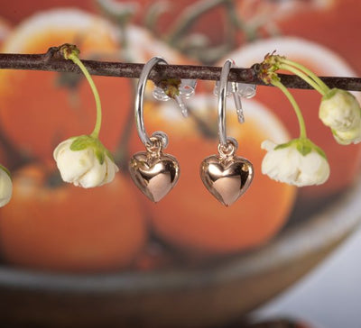 Rose Gold Heart Hoop Earrings
