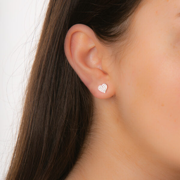 Sparkly Heart Stud Earrings