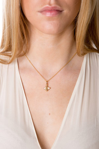 Gold Sparkly Bee Pendant