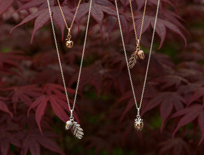 Rose Gold Acorn And Leaf Pendant