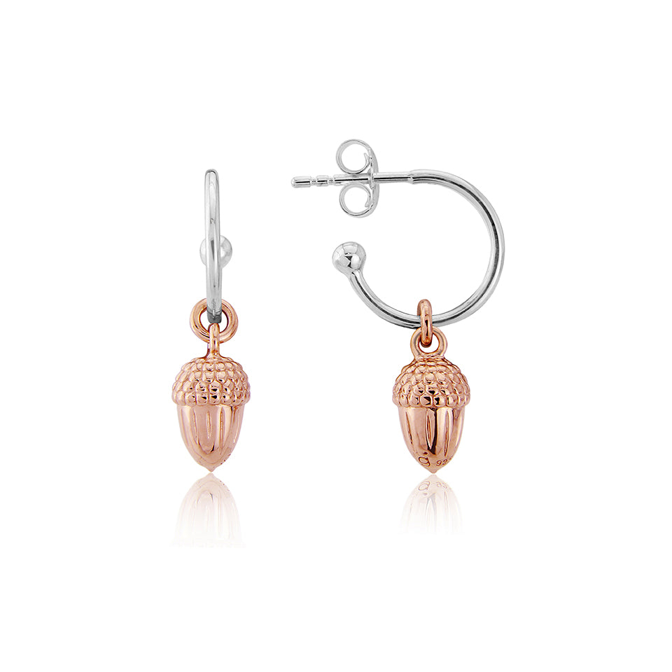 Rose Gold Acorn Hoops