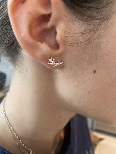 Silver Antler Stud Earrings