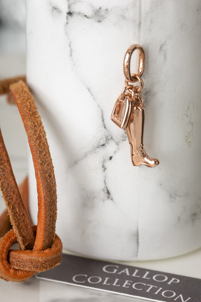 Rose Gold Boot and Stirrup Charm image 1