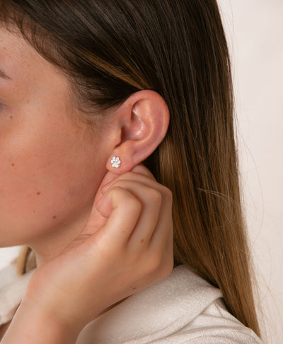 Sparkly Paw Print Stud Earrings
