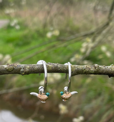 Pheasant Hoop Earrings