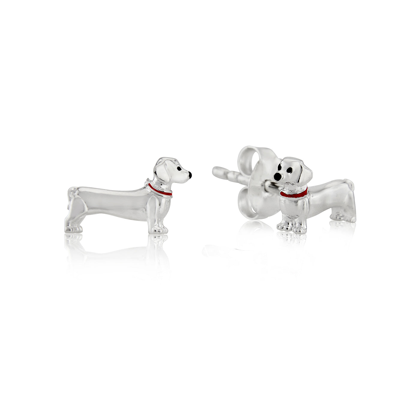 Silver Dachshund Stud Earrings