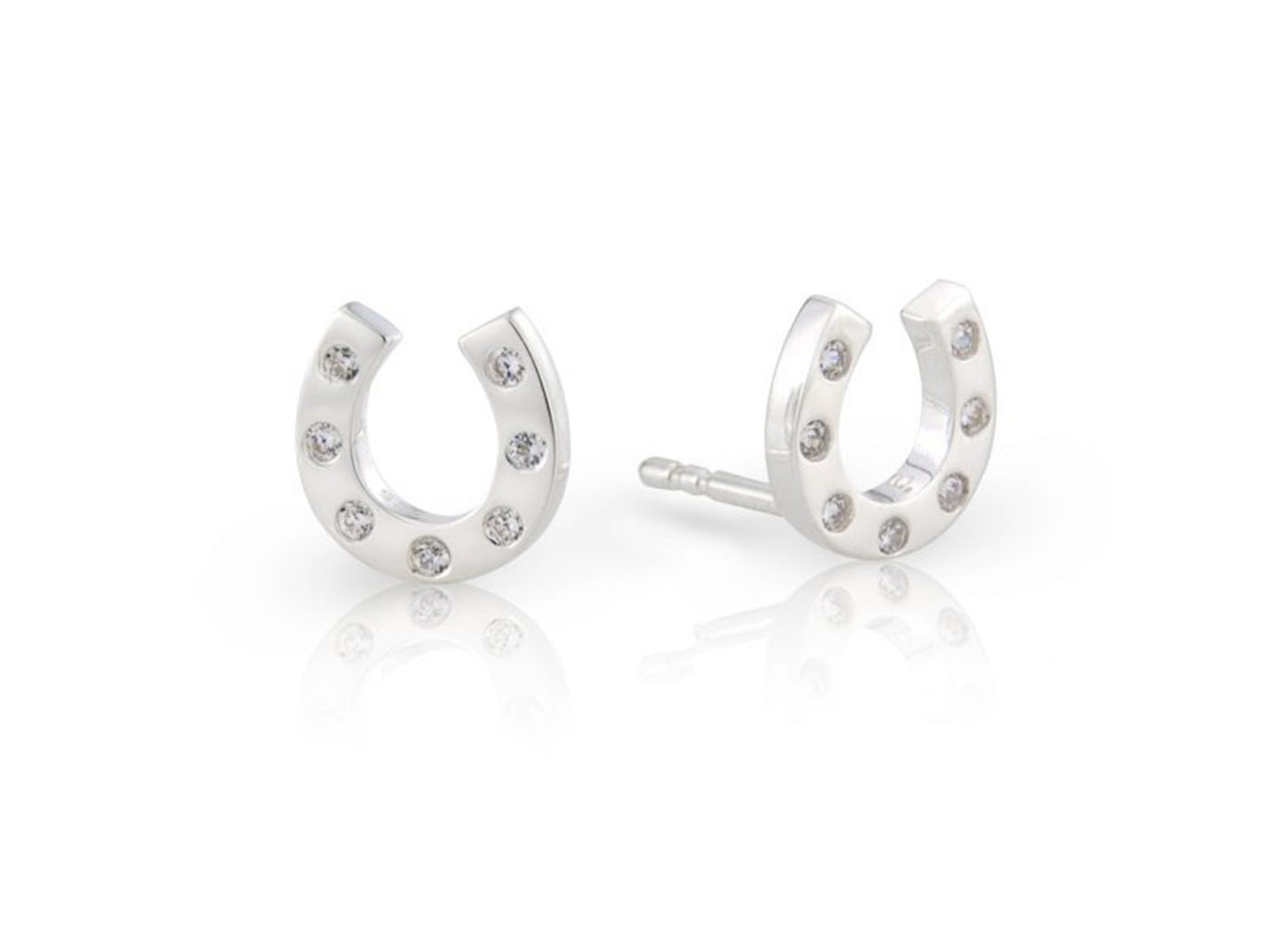 Sparkly Silver Horseshoe Stud Earrings image 0