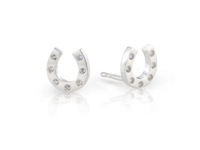 Sparkly Silver Horseshoe Stud Earrings image 0