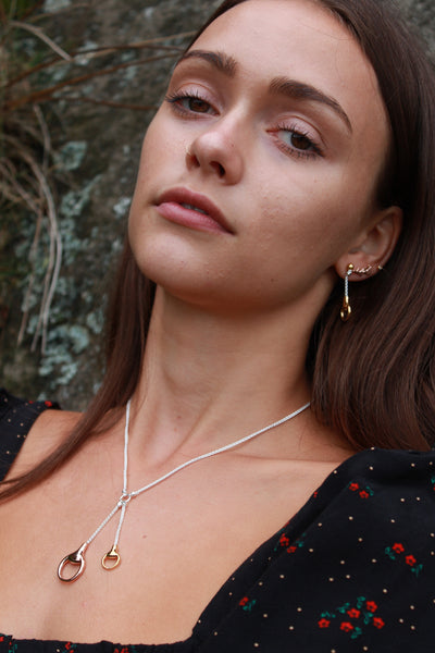 Three Tone  Snaffle Drop Necklace