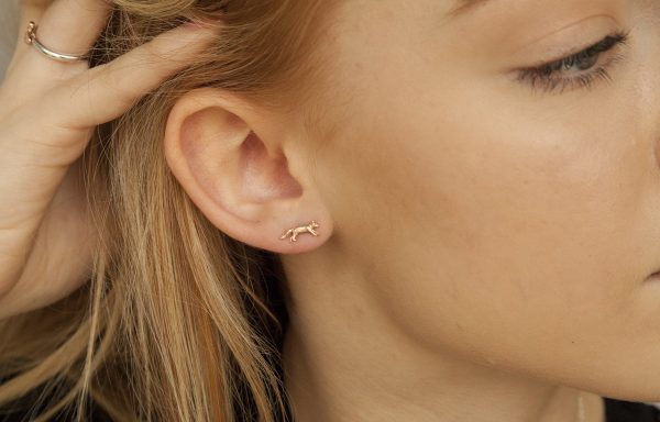 Rose Gold  Fox Earrings