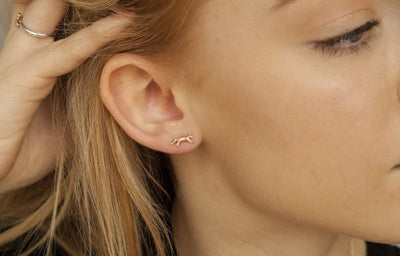 Rose Gold  Fox Earrings