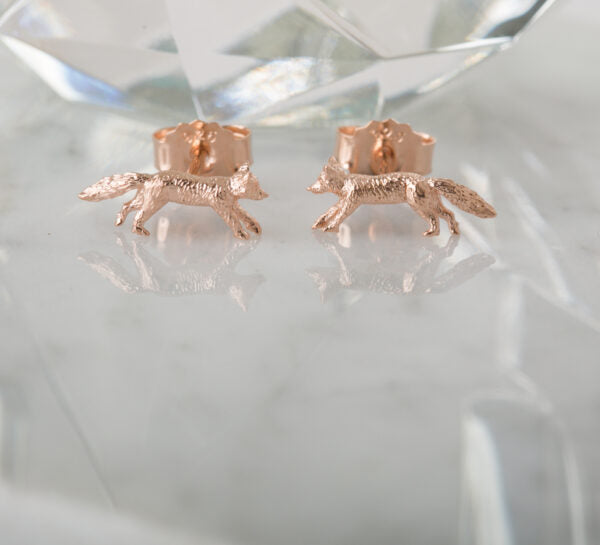 Rose Gold  Fox Earrings