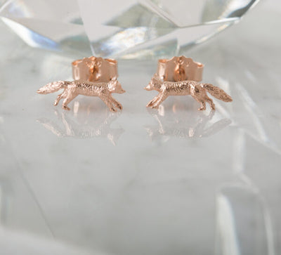 Rose Gold  Fox Earrings
