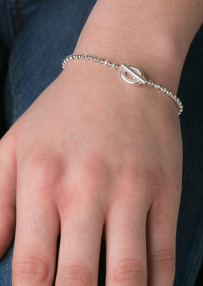 Silver T-Bar Beaded Bracelet