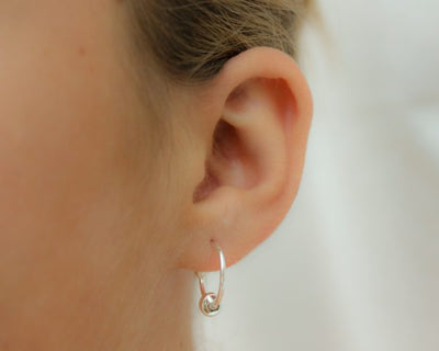 Silver Beaded Hoops