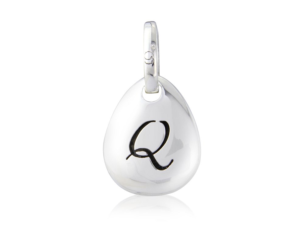 Initial Q Pebble Charm