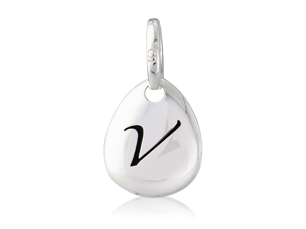 Initial V Pebble Charm