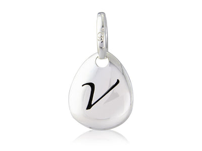 Initial V Pebble Charm