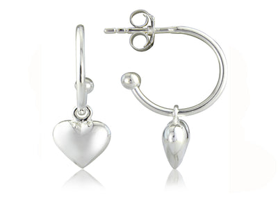 Silver Heart Hoop Earrings