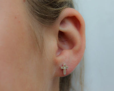 Diamond Cross Earrings