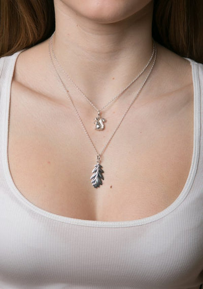 Silver Acorn Leaf Pendant