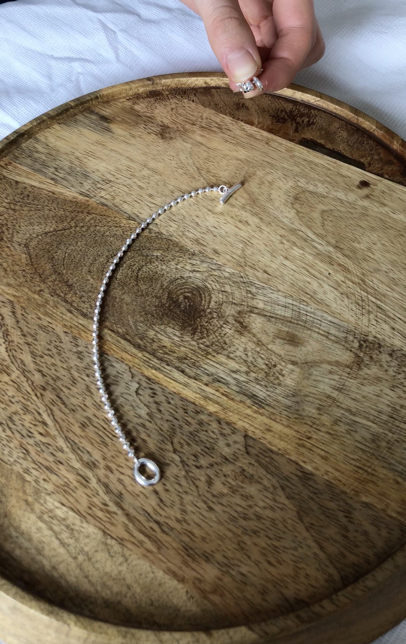 Silver T-Bar Beaded Bracelet