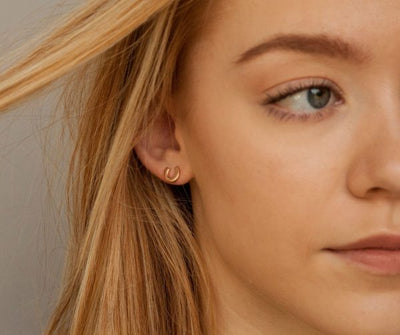 Rose Gold Horseshoe Stud Earrings