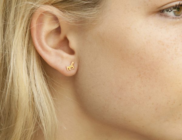 Rose Gold Running Pony Stud Earrings