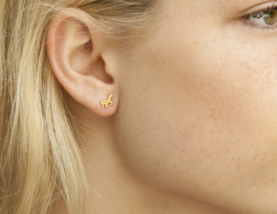 Rose Gold Running Pony Stud Earrings