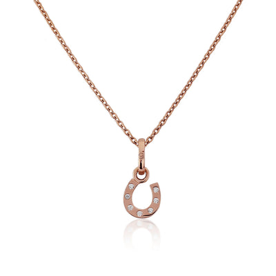 Rose Gold Sparkly Horseshoe  Pendant