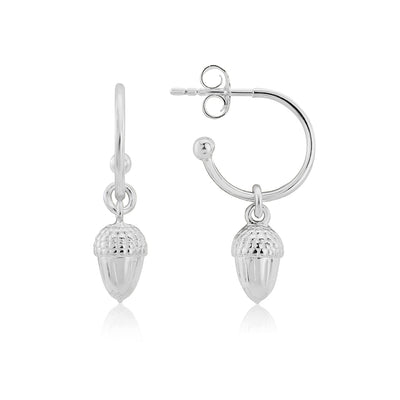 Silver Acorn Hoops