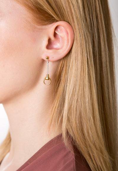 Two Tone Snaffle Drop Earrings