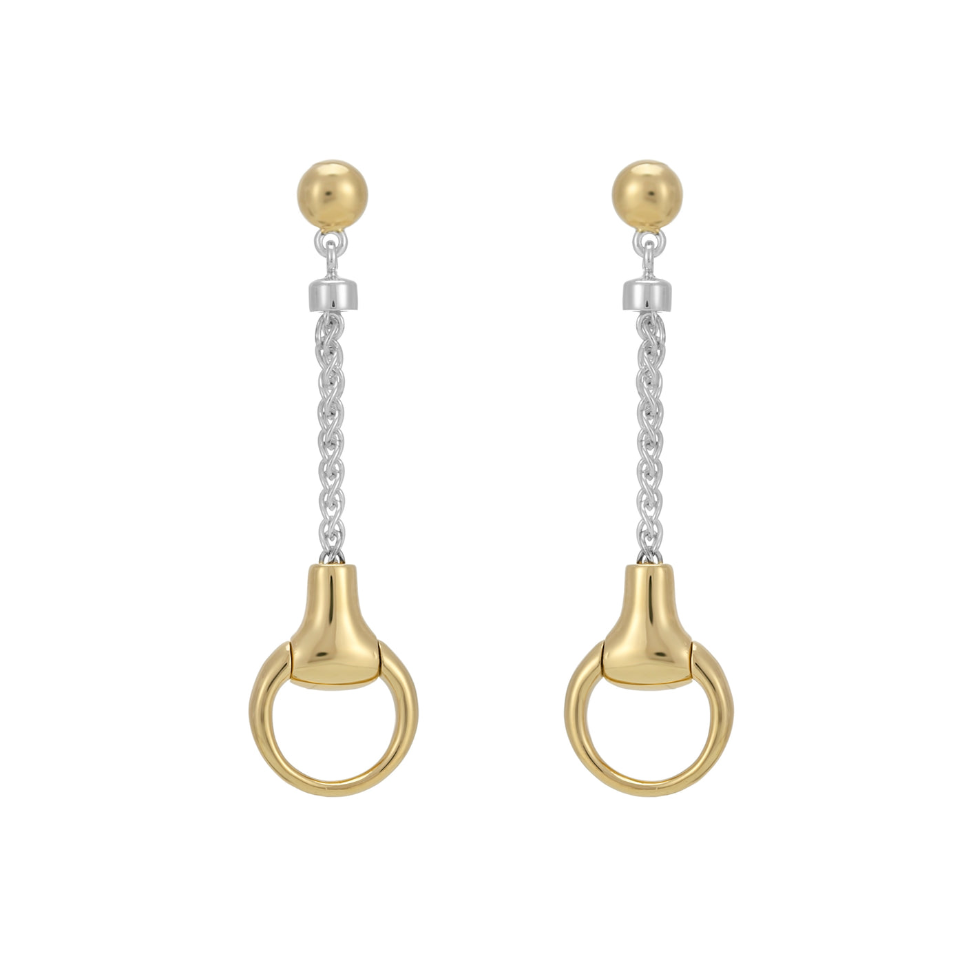 Two Tone Snaffle Drop Earrings