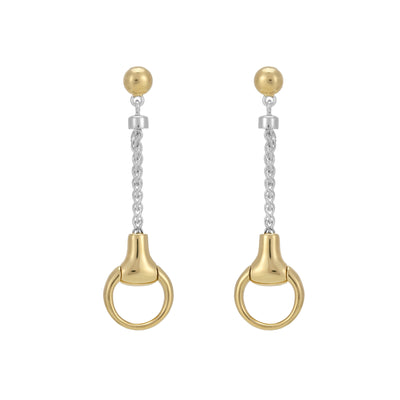 Two Tone Snaffle Drop Earrings