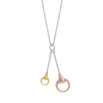Three Tone  Snaffle Drop Necklace