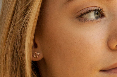 Rose Gold Sparkly Bee Studs