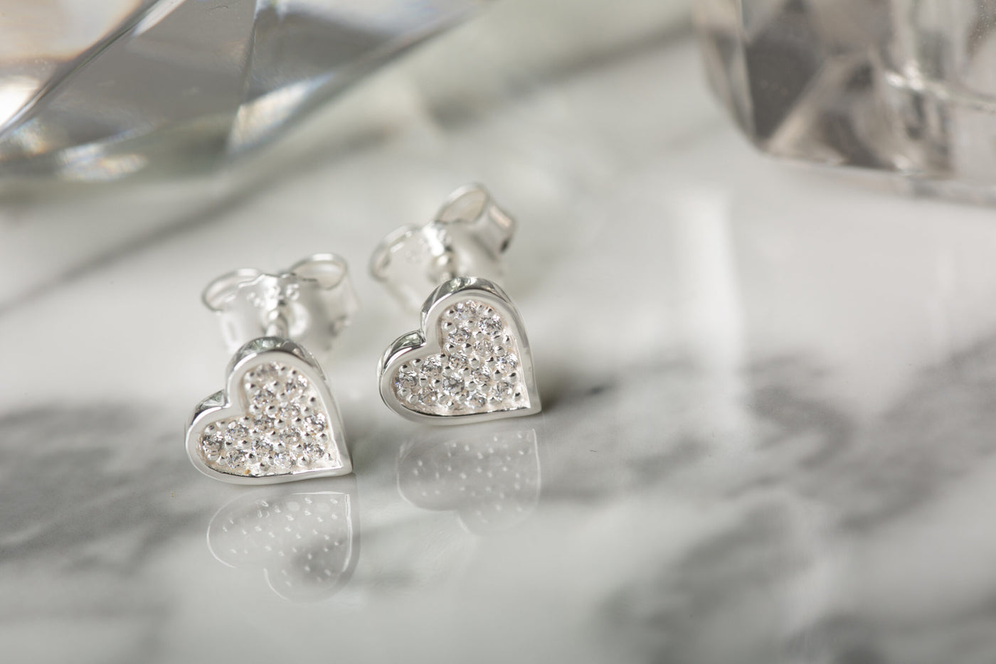 Sparkly Heart Stud Earrings