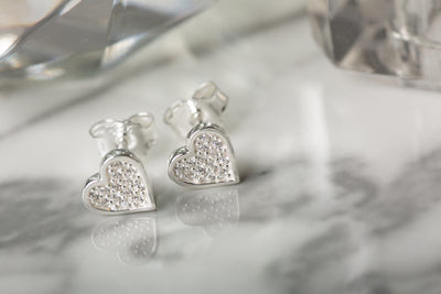 Sparkly Heart Stud Earrings