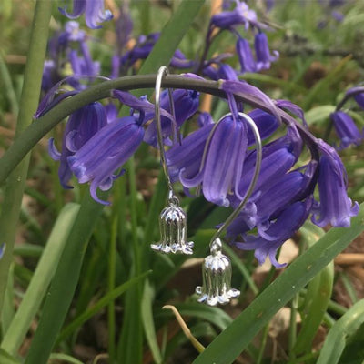 Silver Bluebell Flower Earrings